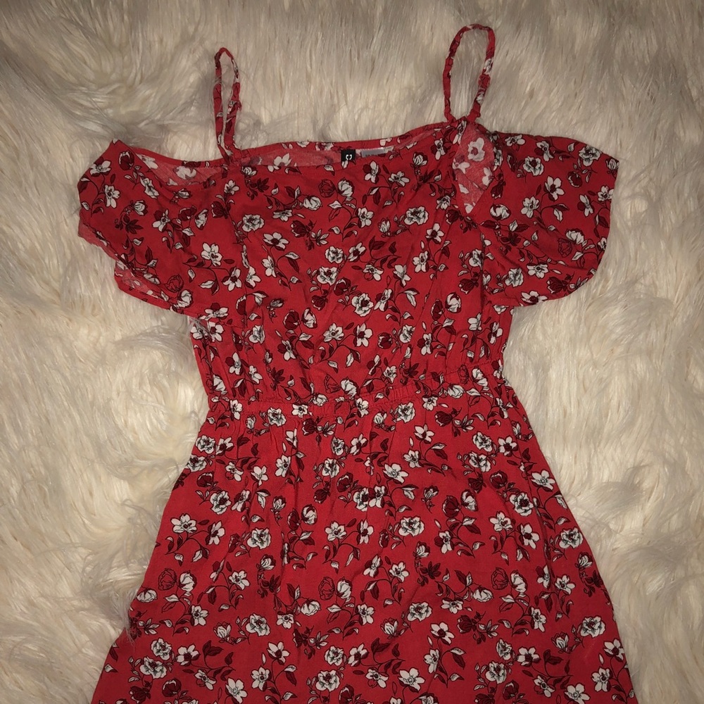 DIVIDED light red floral print short summer dress.
